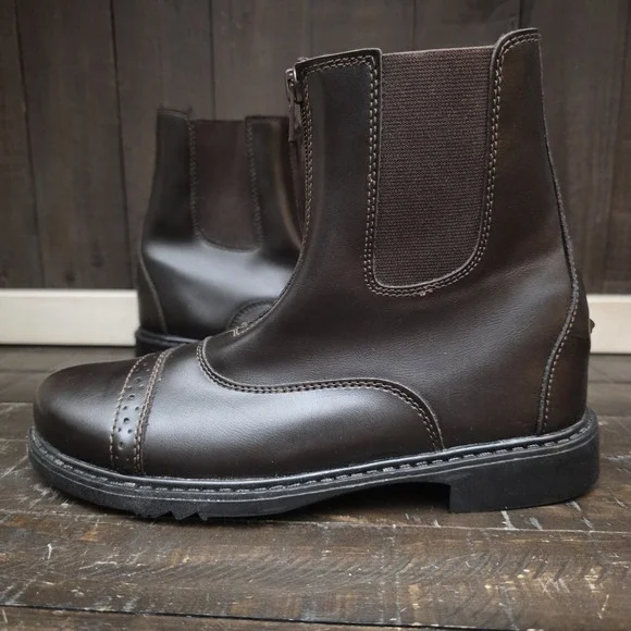 TuffRider Womens 7.5 Chocolate Brown Starter Front Zip Paddock Boots Riding EUC - Picture 5 of 12